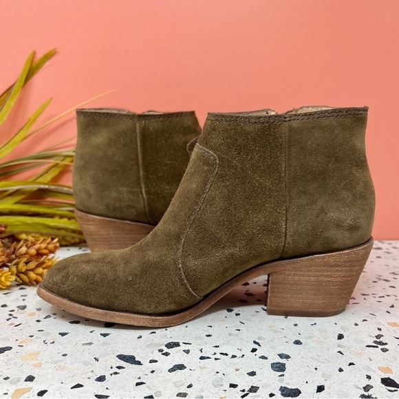Madewell Janice Brown Suede Leather Western Women’s Stacked Heel Booties Sz 7 - Picture 5 of 10